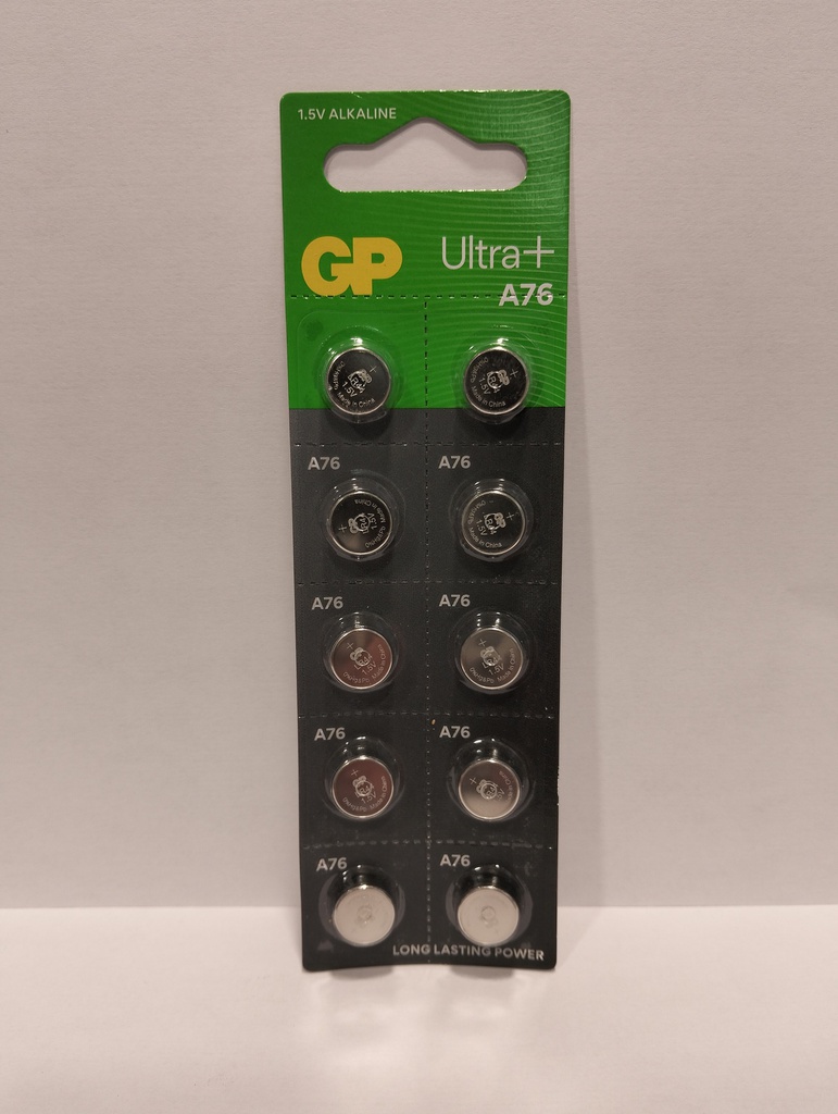 G343//Alcalina LR44 A76 ,60 x 5,40 1,5 v 110 mAh mercury free blister 10 unidades