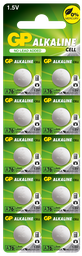 [LR0044-B10MF GP] G343//Alcalina LR44 A76 ,60 x 5,40 1,5 v 110 mAh mercury free blister 10 unidades