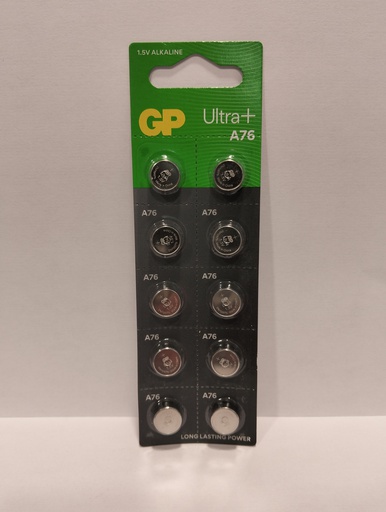 [LR0044-B10MF GP] G343//Alcalina LR44 A76 ,60 x 5,40 1,5 v 110 mAh mercury free blister 10 unidades