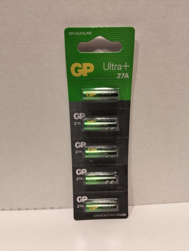 [027AMF-B5 GP] G375//Alcalina 27A  7,70 x 28,00 12 v  mercury free blister 5 unidades
